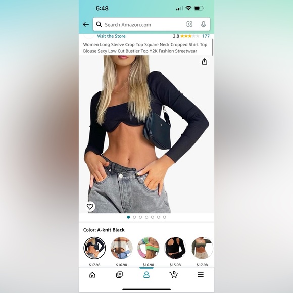 Amazon Women’s Black Crop Top Size Small - Picture 2 of 2